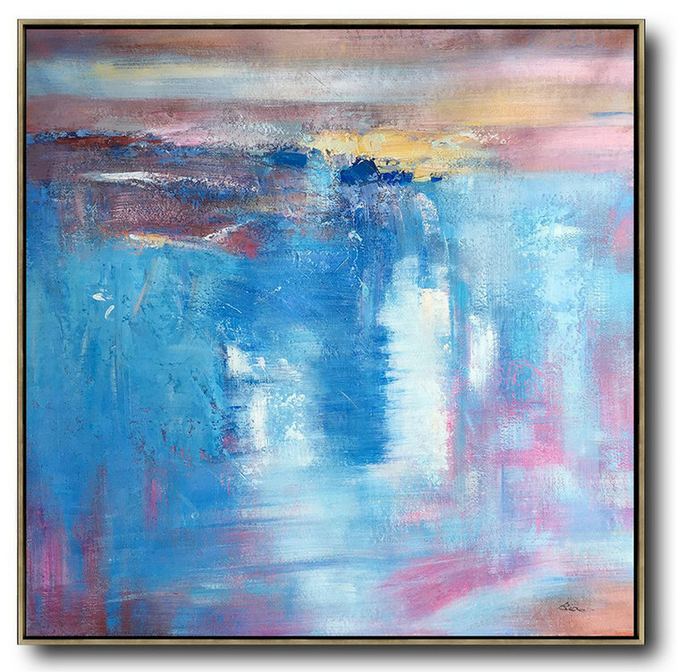 Large Abstract Painting Canvas Art,Oversized Contemporary Art,Hand-Painted Canvas Art,Blue,White,Pink,Purple.Etc